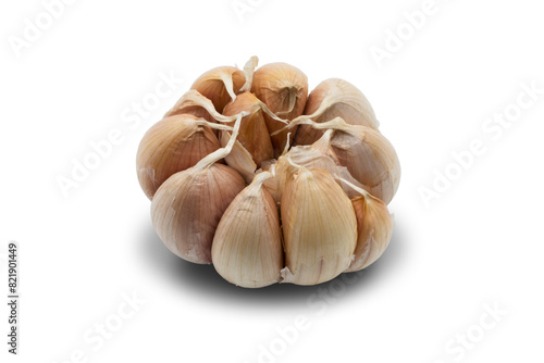 Macro closeup of garlic isolated on transparent background png 