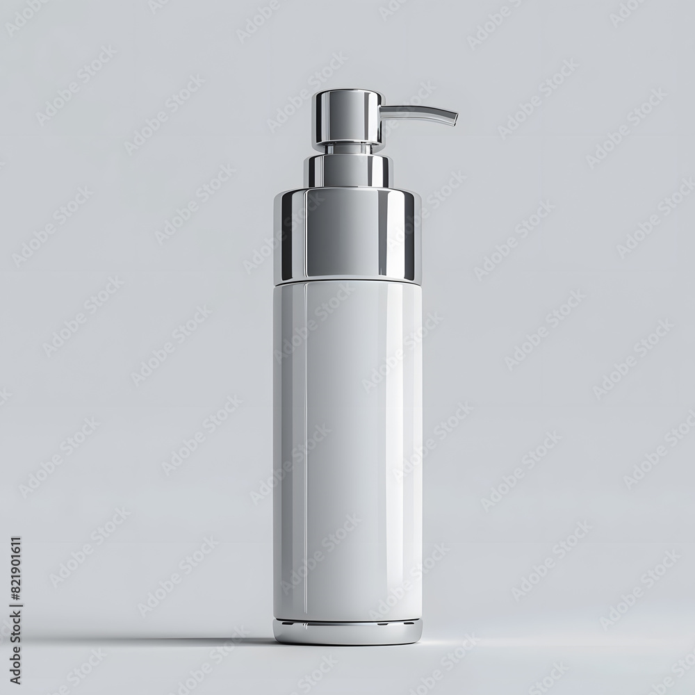 Hand pump serum bottle mockup isolated on white background Hand pump serum bottle mockup isolated on white background