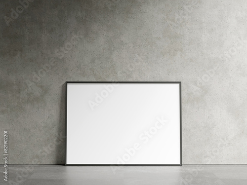 Wallpaper Mural Blank horizontal poster frame mock up in living room interior, industrial living room interior background 3d rendering Torontodigital.ca