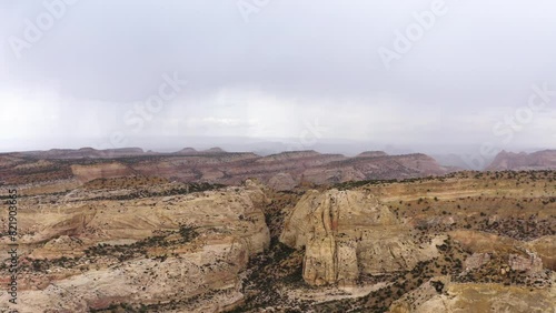 Aerial view of rocky desert mountain Nine Mile Canyon Utah.  photo