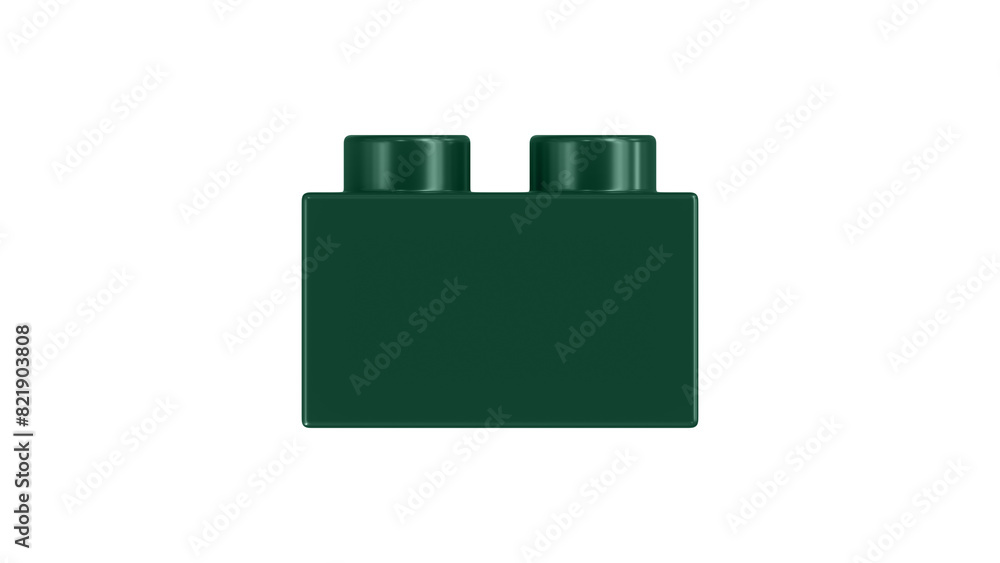 Dark Green Block Isolated on a White Background. Close Up View of a Plastic Children Game Brick for Constructors, Side View. High Quality 3D Render with a Work Path. 8K Ultra HD, 7680x4320 Dark Green Block Isolated on a White Background. Close Up View of a Plastic Children Game Brick for Constructors, Side View. High Quality 3D Render with a Work Path. 8K Ultra HD, 7680x4320