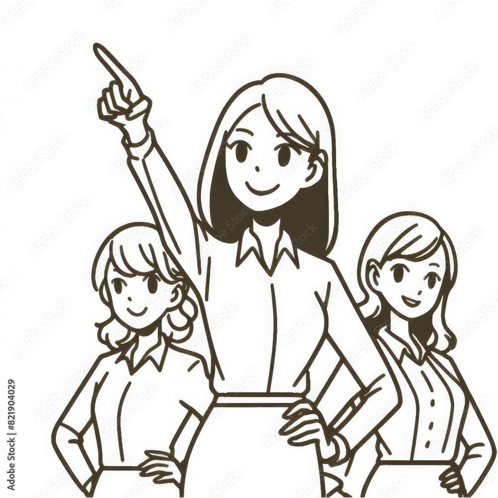 leader of the pointing goal for the business team. Hand drawn style vector cartoon design illustrations. leader of the pointing goal for the business team. Hand drawn style vector cartoon design illustrations.