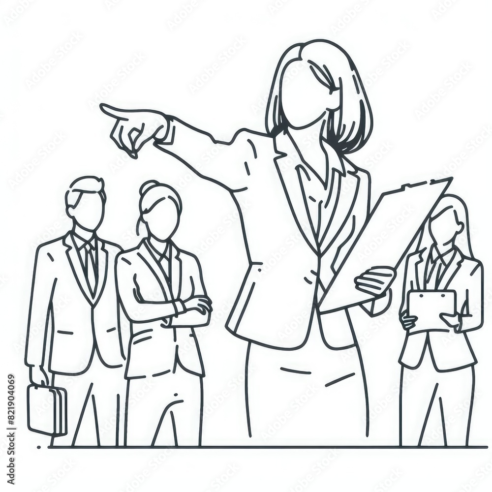 leader of the pointing goal for the business team. Hand drawn style vector cartoon design illustrations. leader of the pointing goal for the business team. Hand drawn style vector cartoon design illustrations.