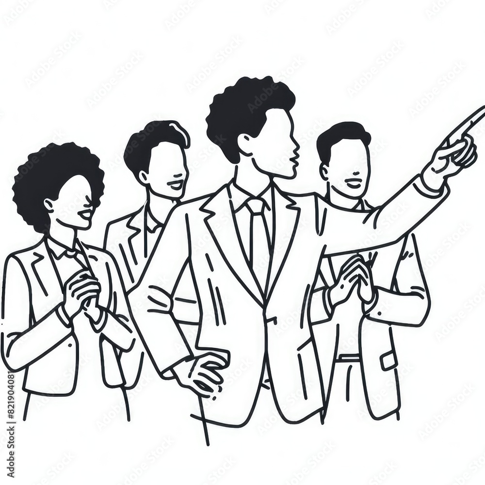 leader of the pointing goal for the business team. Hand drawn style vector cartoon design illustrations. leader of the pointing goal for the business team. Hand drawn style vector cartoon design illustrations.