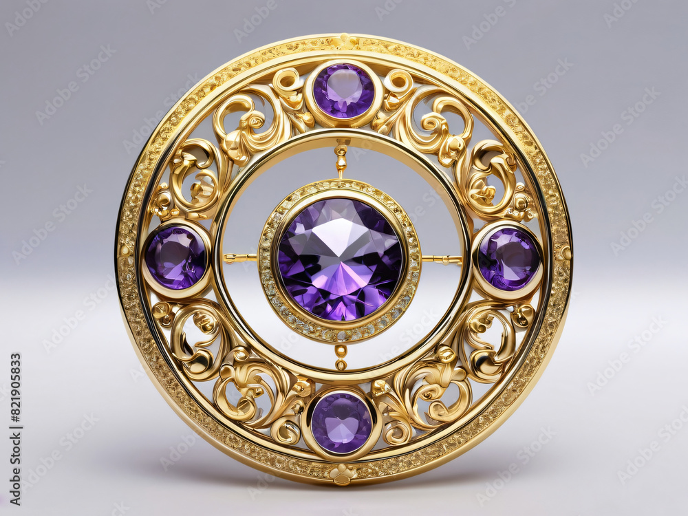 Fototapeta premium golden jewelry with amethyst