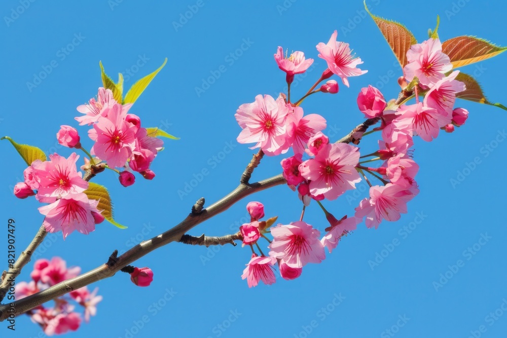 Cherry Blossom Branches. Vibrant Pink Sakura Flowers on Wild Himalayan Cherry Branches in Japanese-inspired Scene Cherry Blossom Branches. Vibrant Pink Sakura Flowers on Wild Himalayan Cherry Branches in Japanese-inspired Scene