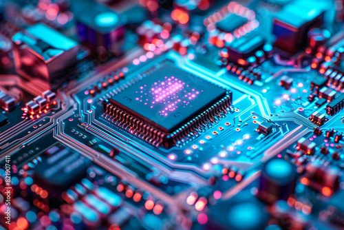 The newest chip, accelerator, processor, illustration photonic processor of the future 