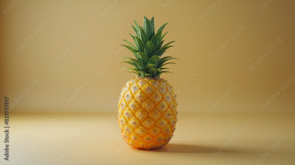 A pineapple sits on a table surrounded by pink and yellow flowers, with a blurry background of greenery A pineapple sits on a table surrounded by pink and yellow flowers, with a blurry background of greenery