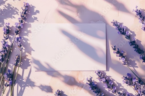 Sheet of Paper Surrounded by Lavender Flowers