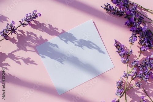 White Paper Sheet Surrounded by Lavender Flowers