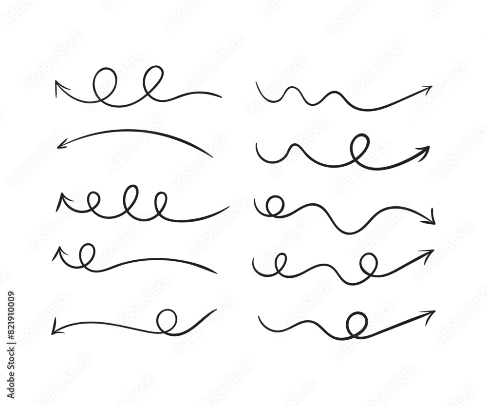 Hand drawn arrow mark icons vector. Isolated vector hand drawn arrows set on a white background Hand drawn arrow mark icons vector. Isolated vector hand drawn arrows set on a white background