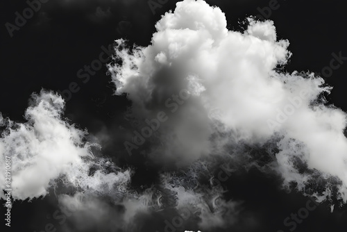 white cloud on black background textured smoke brush effect AI © john