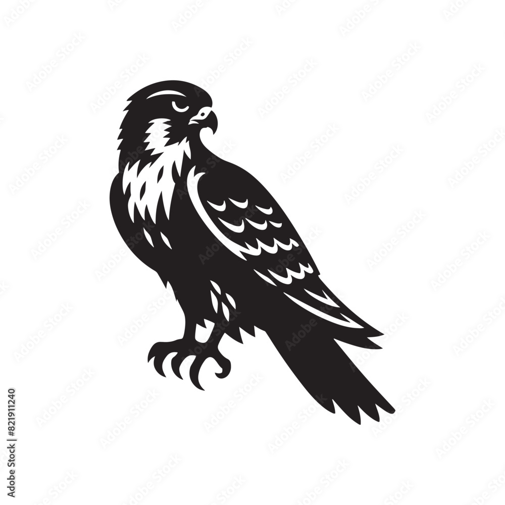 Minimalist Falcon Vector Silhouette: Striking Black Vector Art - Falcon Illustration - Bird Vector Silhouette. Minimalist Falcon Vector Silhouette: Striking Black Vector Art - Falcon Illustration - Bird Vector Silhouette.