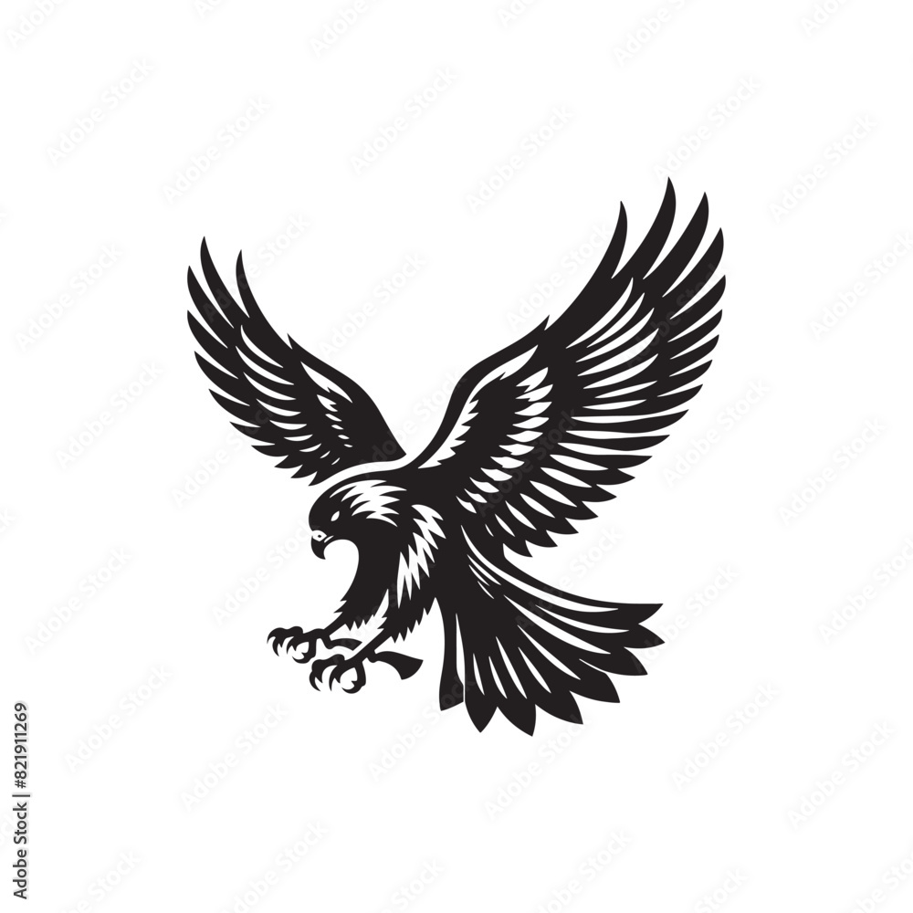 Minimalist Falcon Vector Silhouette: Striking Black Vector Art - Falcon Illustration - Bird Vector Silhouette. Minimalist Falcon Vector Silhouette: Striking Black Vector Art - Falcon Illustration - Bird Vector Silhouette.