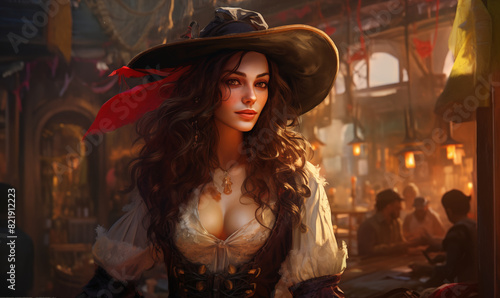 Beautiful pirate woman, generated ai 