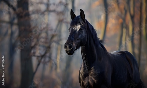  dark horse portrait in natural setting  Generative AI
