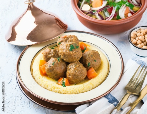 traditional moroccan dish couscous Meat ball