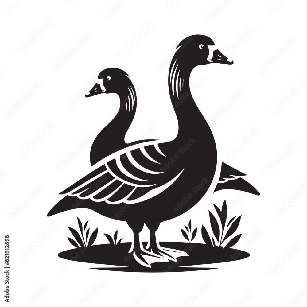 Goose Silhouettes: Striking Black Vector Art Capturing the Grace and Beauty of These Iconic Waterfowl - Goose Illustration- Goose Vector. Goose Silhouettes: Striking Black Vector Art Capturing the Grace and Beauty of These Iconic Waterfowl - Goose Illustration- Goose Vector.