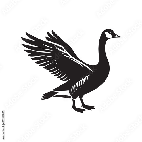 Goose Silhouettes: Striking Black Vector Art Capturing the Grace and Beauty of These Iconic Waterfowl - Goose Illustration- Goose Vector.
