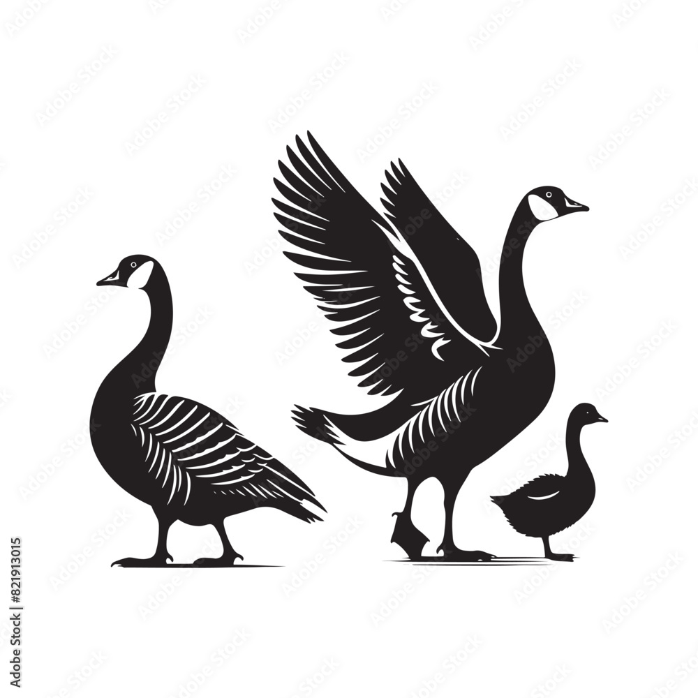 Goose Silhouettes: Striking Black Vector Art Capturing the Grace and Beauty of These Iconic Waterfowl - Goose Illustration- Goose Vector. Goose Silhouettes: Striking Black Vector Art Capturing the Grace and Beauty of These Iconic Waterfowl - Goose Illustration- Goose Vector.