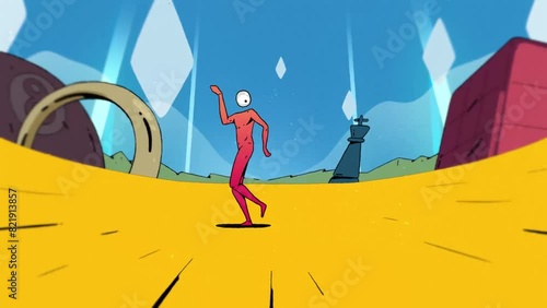 one-eyed alien dancing abstract sketch