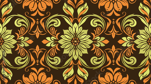 Green and Brown Floral Seamless Pattern Abstract Patt © Casa
