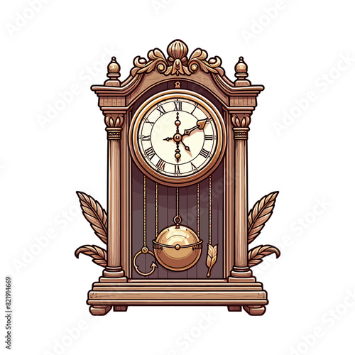 Elegant vector illustration of a vintage grandfather clock with intricate details.