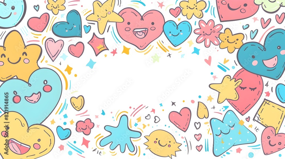 Whimsical Doodle Border Design with Blank Space for Friendship Day Message Whimsical Doodle Border Design with Blank Space for Friendship Day Message