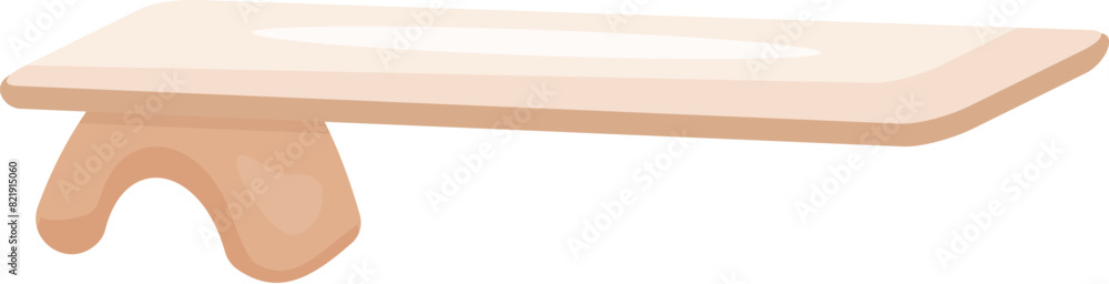 Cartoon illustration of a simple empty wooden shelf isolated on a white backdrop Cartoon illustration of a simple empty wooden shelf isolated on a white backdrop