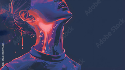 Neck pain, illustration photo