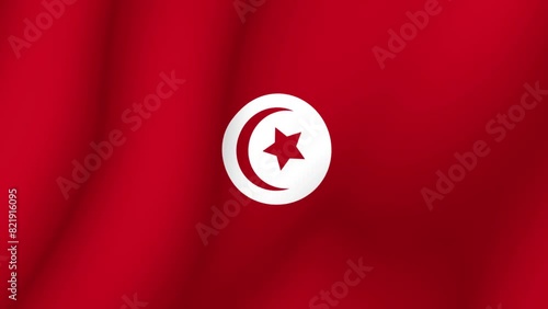 The flag of Tunisia. The evolving Tunisian national flag in 3d. HD 1080p animation for presentation