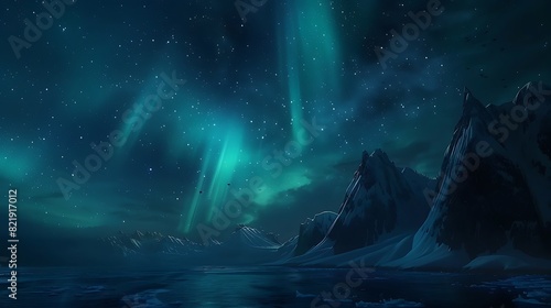 Stunning aurora borealis dancing across a starry night sky, illuminating the darkness.