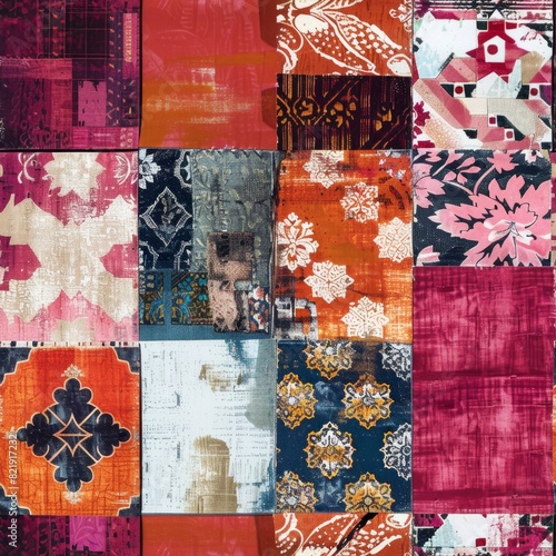 Colorful Patchwork Quilt Patterns Textile Background