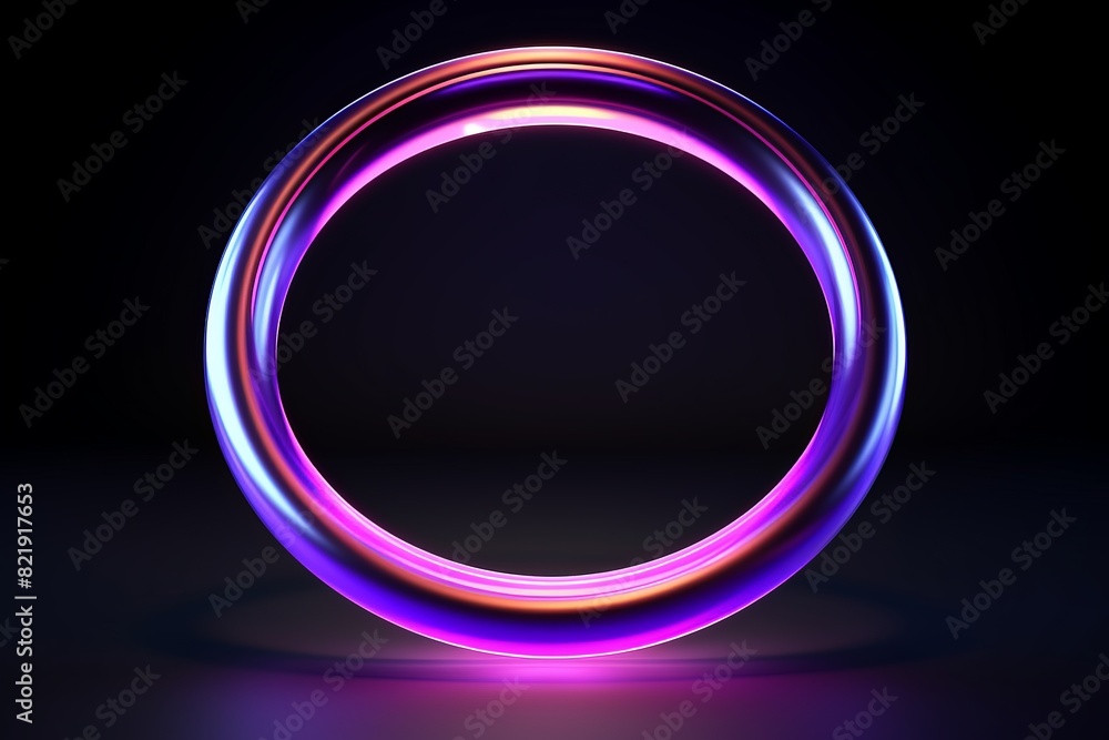 Abstract geometric background of neon linear ring glowing in the dark. Minimalist futuristic wallpaper Abstract geometric background of neon linear ring glowing in the dark. Minimalist futuristic wallpaper