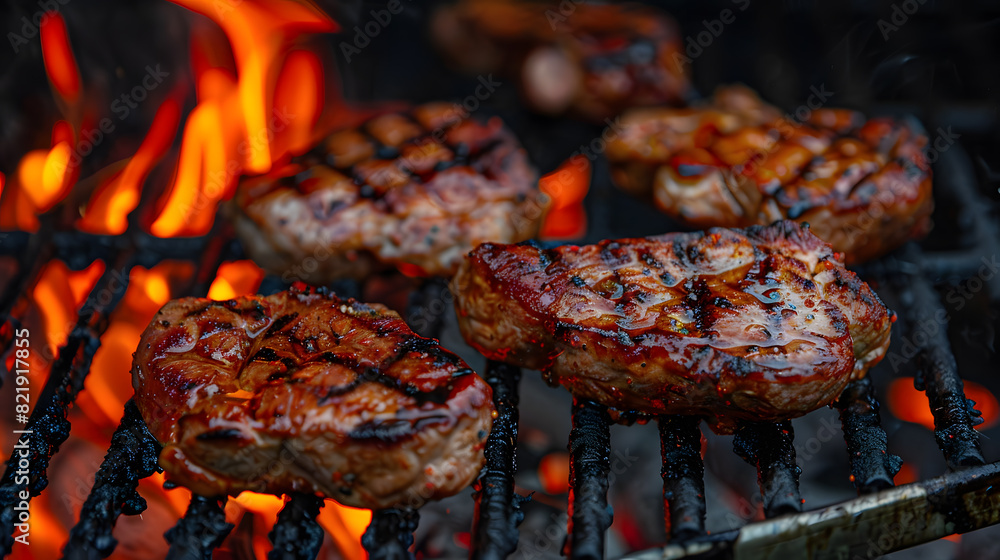 Barbecue BBQ Image of pork or beef for Menu and Restaurant Advertising, Assorted Delicious Grilled Meat Barbecue BBQ Image of pork or beef for Menu and Restaurant Advertising, Assorted Delicious Grilled Meat