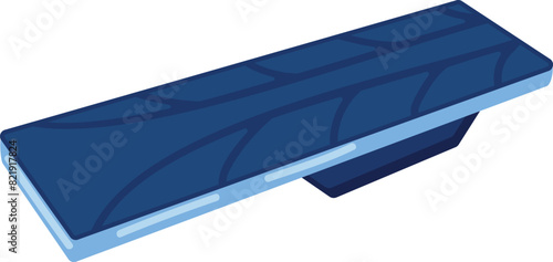 Isometric view of a blue aerobic step bench ideal for fitness and exercise isolated on a white background