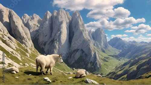 Wildlife Among Giants: Explore Naranjo de Bulnes, Where Mountain Goats Roam Freely Amongst the Asturian Mountains, Adding to the Scenic Beauty of Spain's Picos de ... See More photo