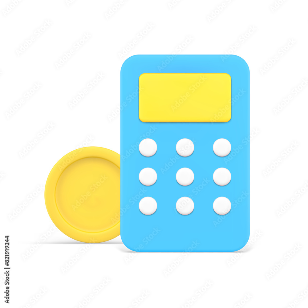 Financial accounting budget balance cash money golden coin calculation realistic 3d icon vector Financial accounting budget balance cash money golden coin calculation realistic 3d icon vector