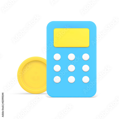 Financial accounting budget balance cash money golden coin calculation realistic 3d icon vector