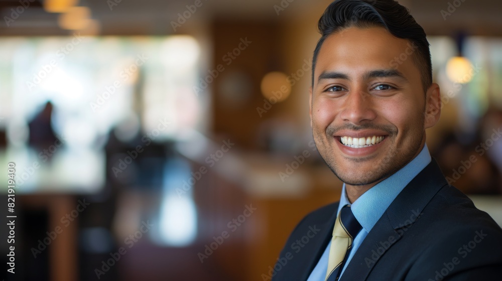 Professional Businessman Smiling in Modern Office Environment for Corporate Use, Promoting Diversity and Positive Workplace Culture Professional Businessman Smiling in Modern Office Environment for Corporate Use, Promoting Diversity and Positive Workplace Culture