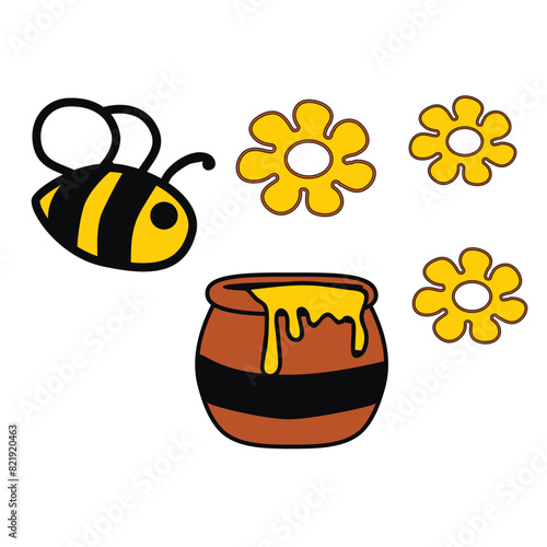 Cute Bee Vector Illustration. Honey Bee. 