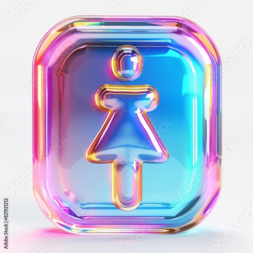 A vibrant, holographic men and women icon showcased in a simple, minimalist design against a white background.
