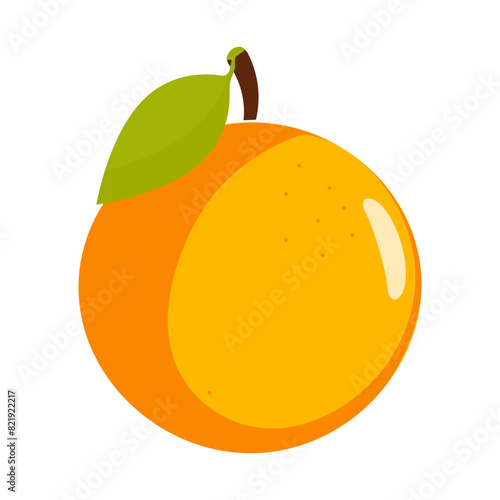 Whole orange, tangerine or grapefruit. Fruit icon on isolated background in flat style. Vector illustration.