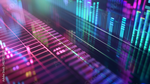 Abstract background featuring a digital equalizer with a vibrant light display photo