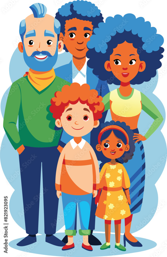Happy afro family, flat illustration, vector illustration. Happy afro family, flat illustration, vector illustration.