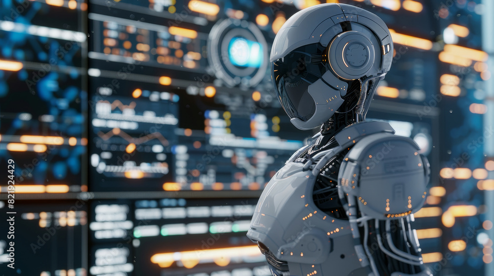 A robot and scales illustrate responsible AI development for future technology. A robot and scales illustrate responsible AI development for future technology.