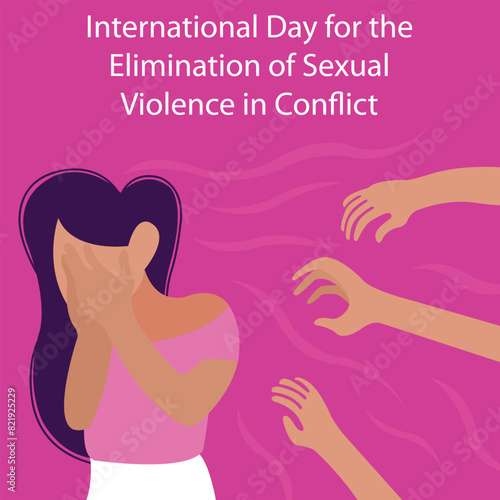 illustration vector graphic of several hands tried to fondle a woman, perfect for international day, elimination of sexual, violence in conflict, celebrate, greeting card, etc.