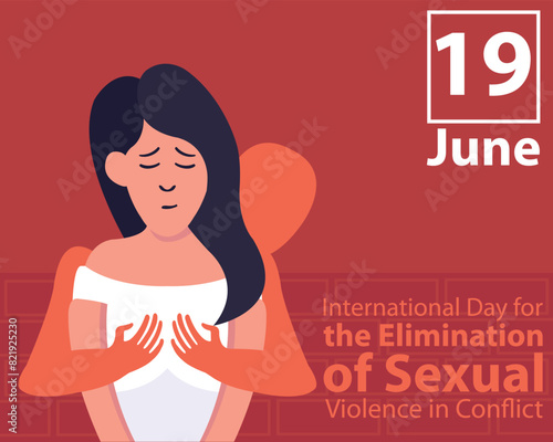 illustration vector graphic of a woman's breasts are fondled by the silhouette, perfect for international day, elimination of sexual, violence in conflict, celebrate, greeting card, etc.
