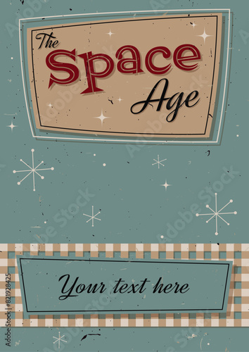 1950s Background, Mid Century Modern Style Illustration, 50s Template for Retro Party, Event Poster, Atomic Age Style, Space Age Design, Abstract Shapes and 1950s Colors