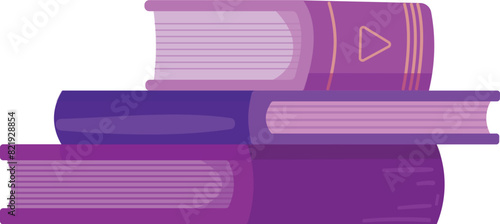 Vibrant and colorful stacked purple books illustration for education. Literature. And reading lovers in digital art and graphic design. Knowledge. And learning purposes